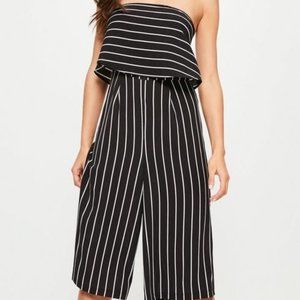 MISSGUIDED black pinstripe bandeau jumpsuit